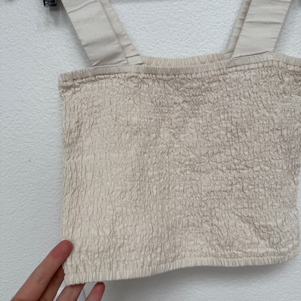 Jetty Ruched Croptop Cream Size M - Picture 3 of 6